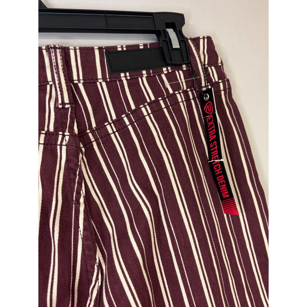 Rock & Roll Denim High Rise Flare Jeans Burgundy Stripe Stretch Denim 27x34 - Picture 5 of 9
